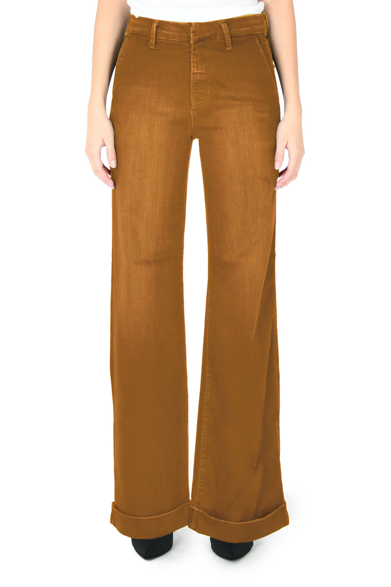 WEST OF MELROSE Womens Corduroy Flare Pants - CAMEL